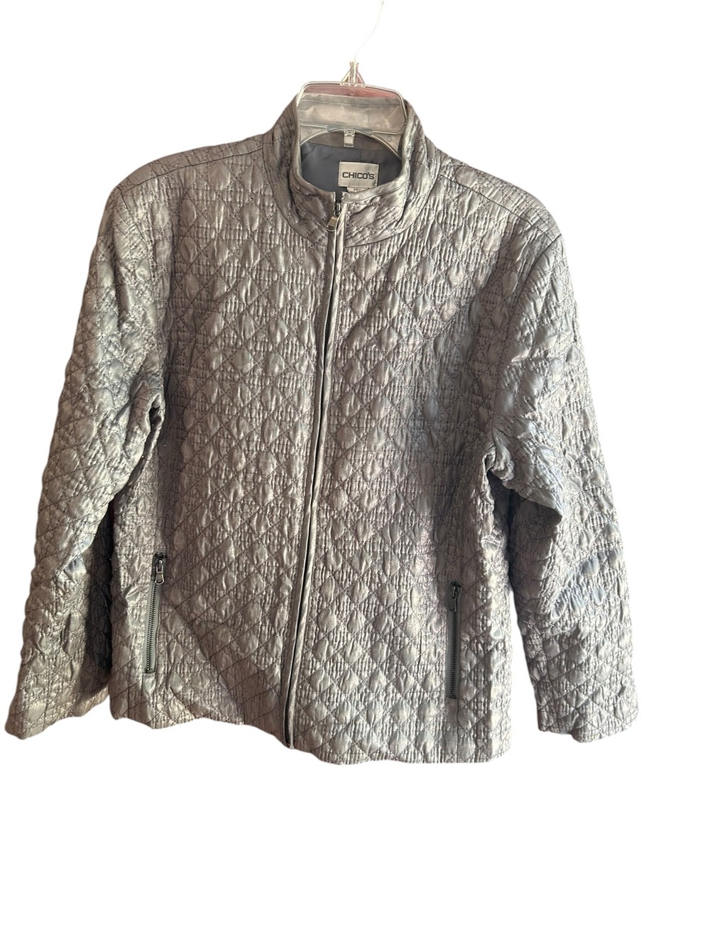 EUC Chico's gray quilted barn jacket Size 3 (XL 16-18)